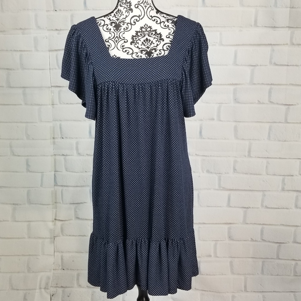 Aqua sz M polka dot short sleeve stretch dress